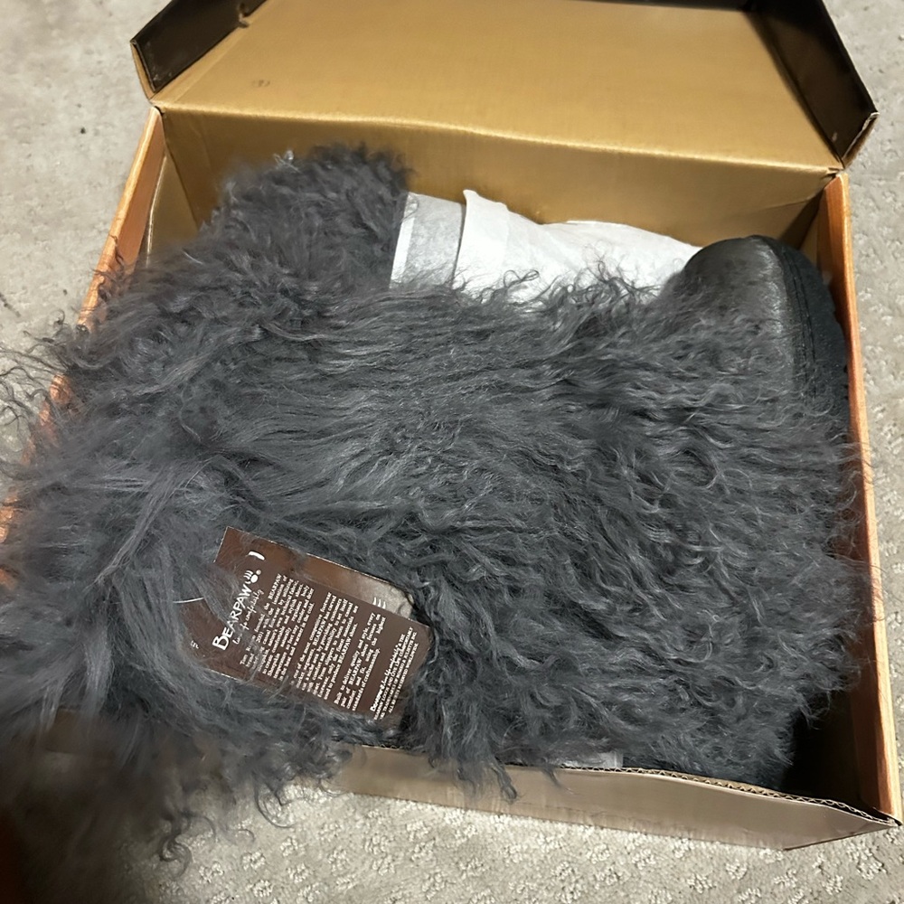 BearPaw Charcoal Furry boots